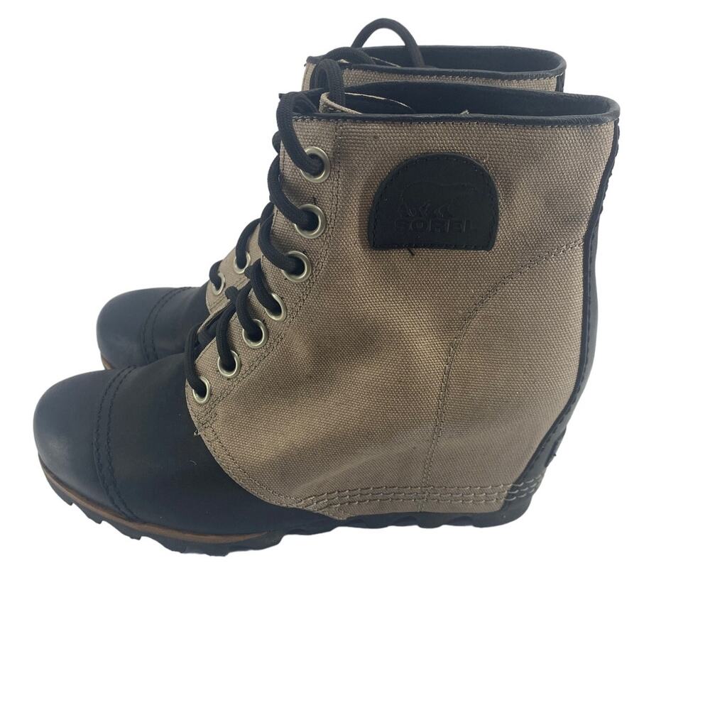 Sorel PDX Wedge Ankle Black Tan Boots Women Size 10 - Picture 4 of 8